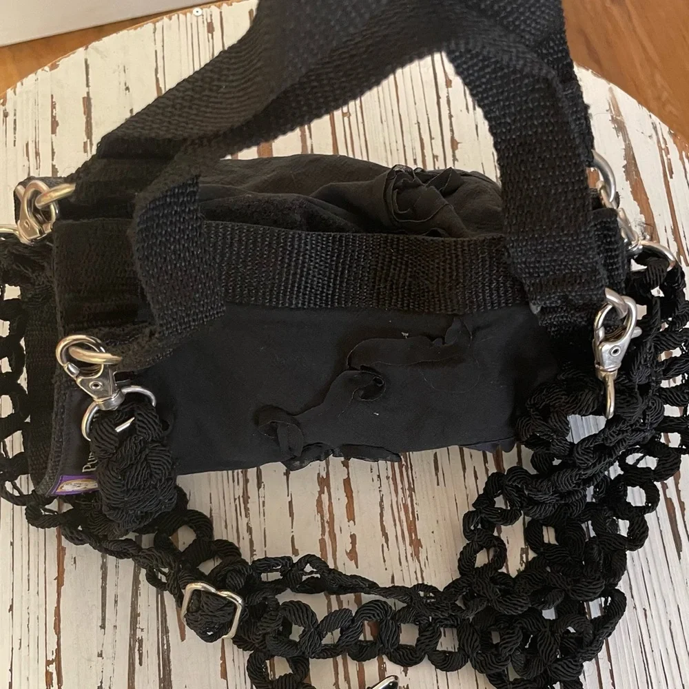 Black Floral Puppy Purse and Harness X-Large